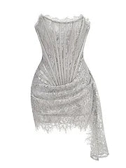 Strapless lace mini dress