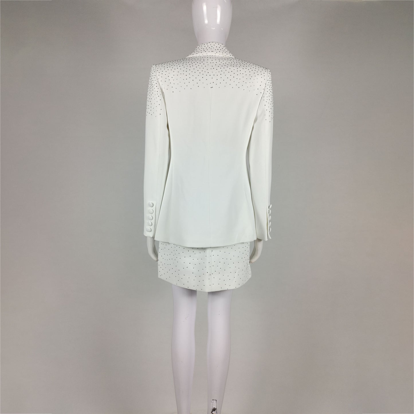 Rhinestone Ultra Mini Skirt Tuxedo Suit