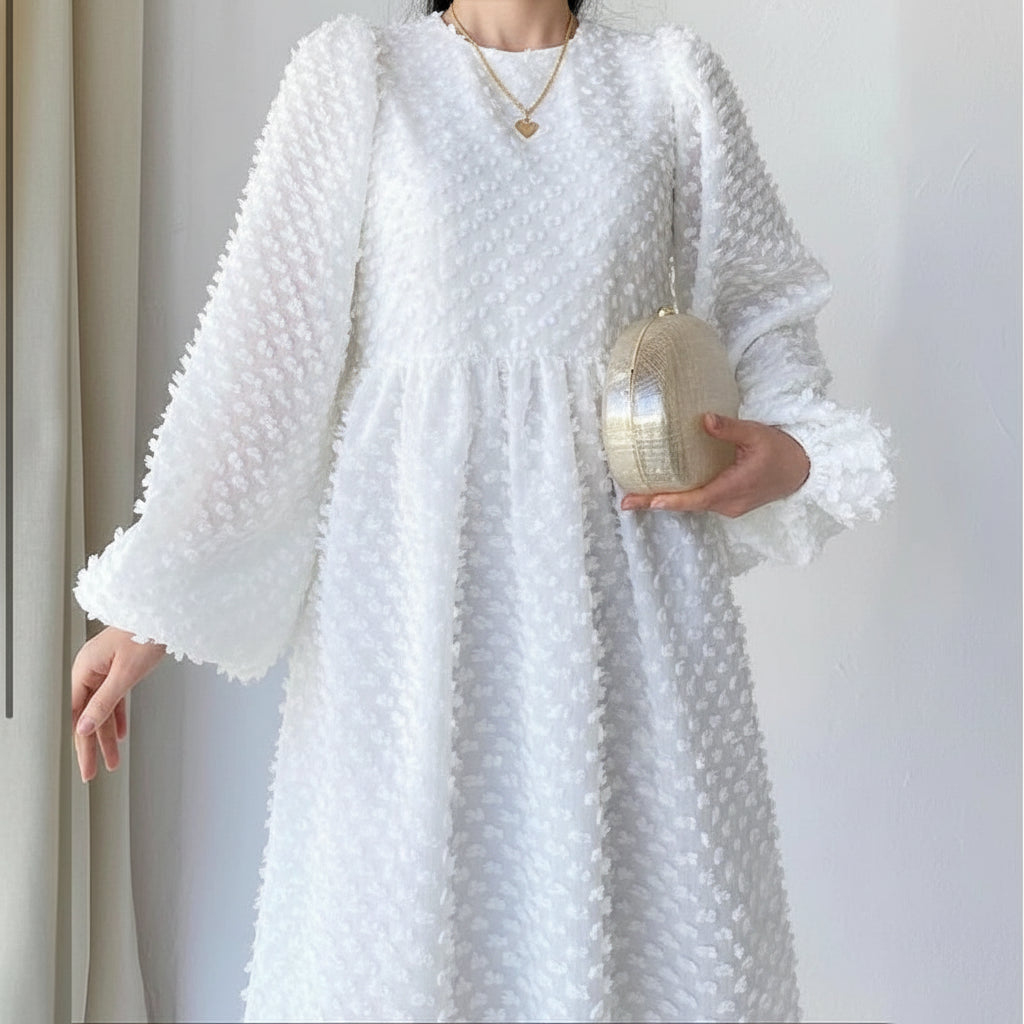 Lantern Sleeve Embellished Maxi Dress
