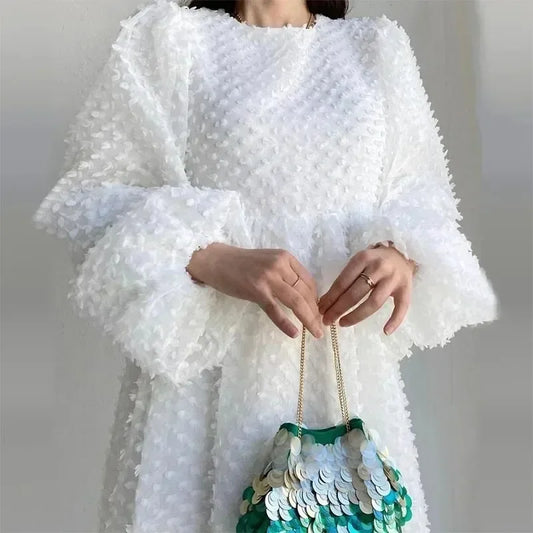 Lantern Sleeve Embellished Maxi Dress