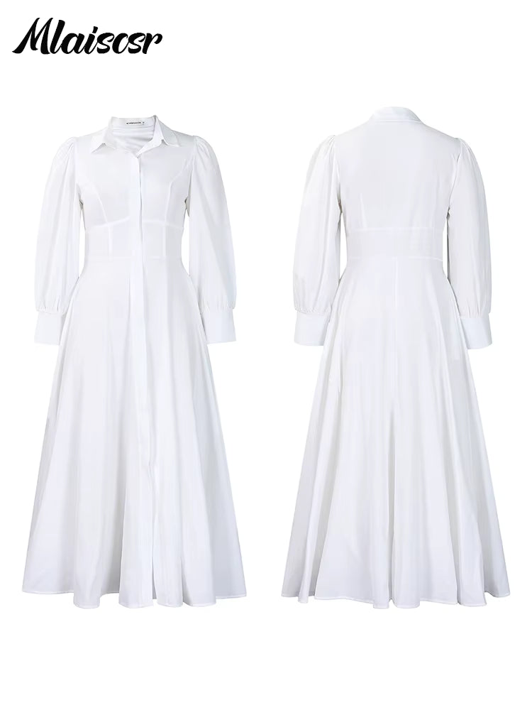 Long Sleeve A-Line Shirt Dress