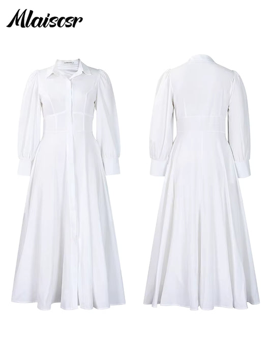 Long Sleeve A-Line Shirt Dress