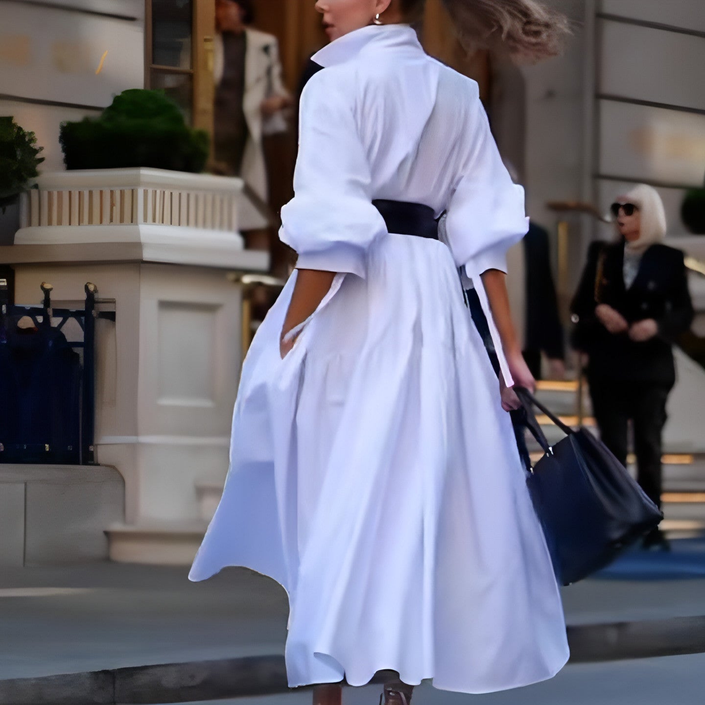 White Lapel Shirt Dress