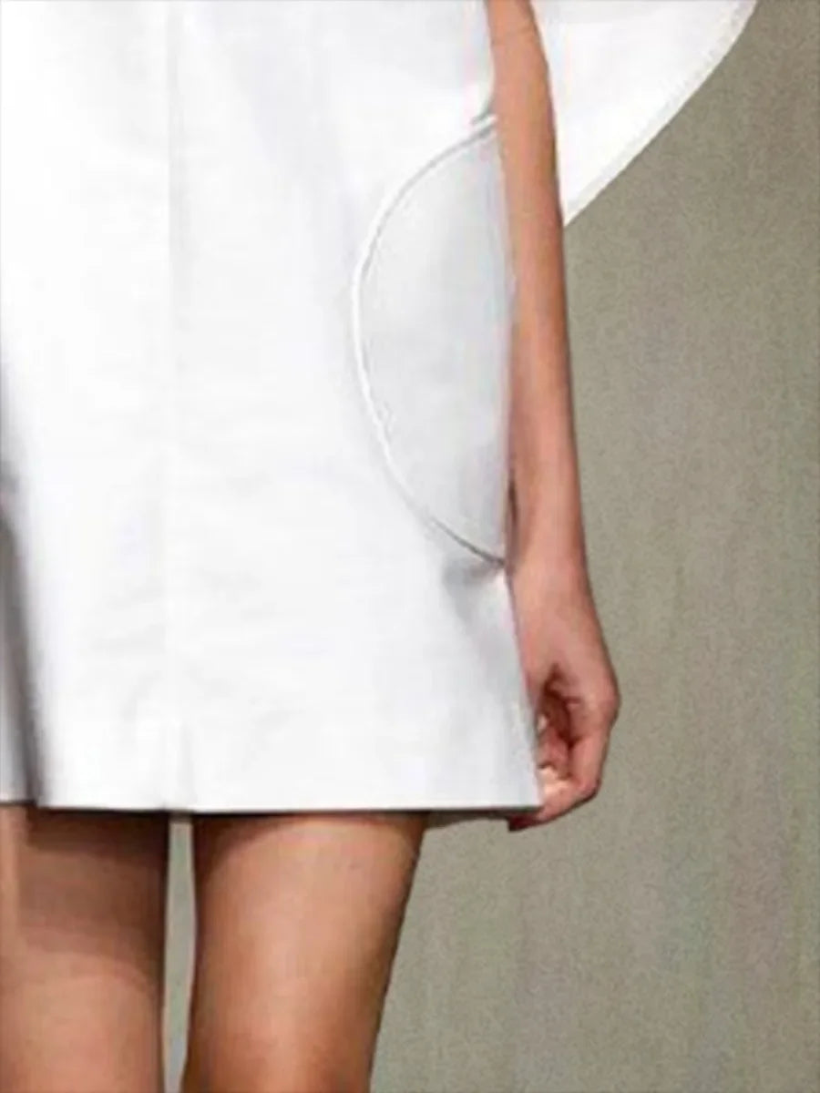 Deep V-Neck Mini Dress with Winged Sleeves