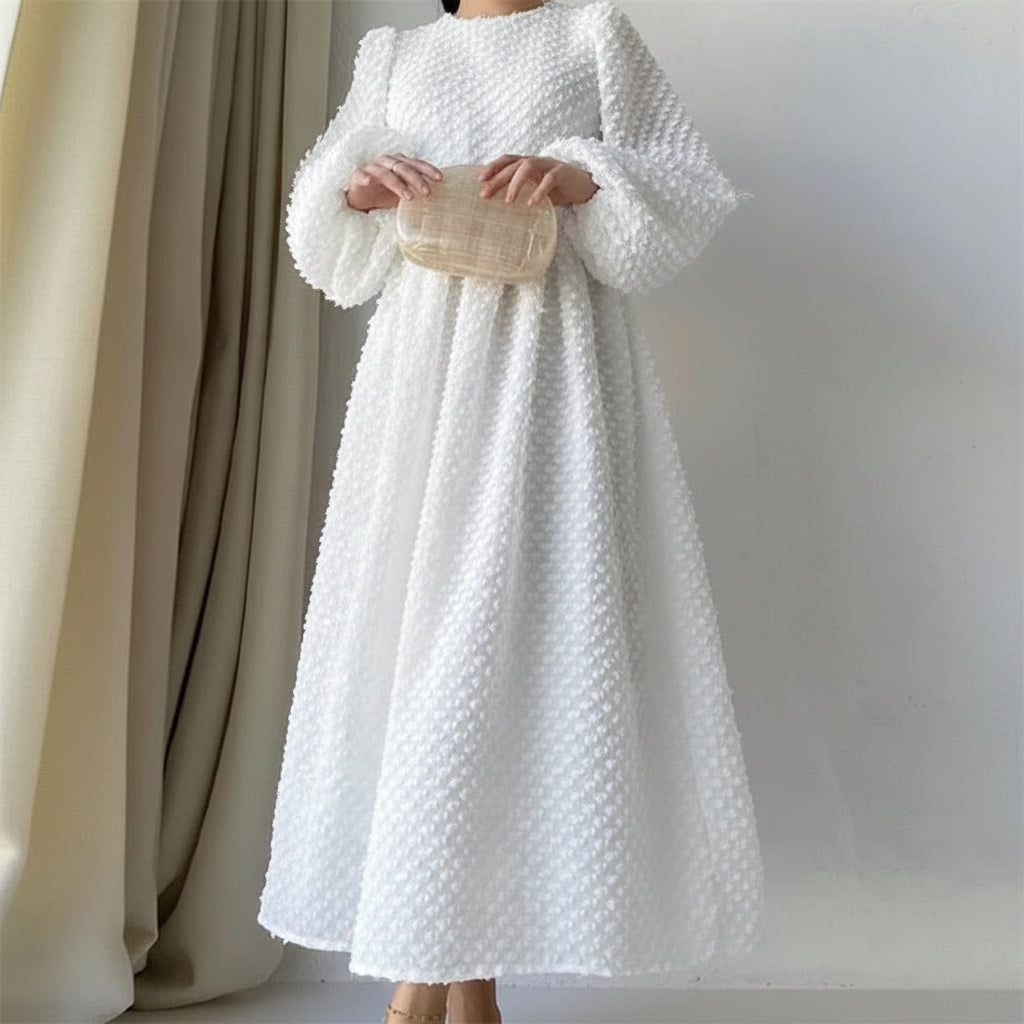 Lantern Sleeve Embellished Maxi Dress