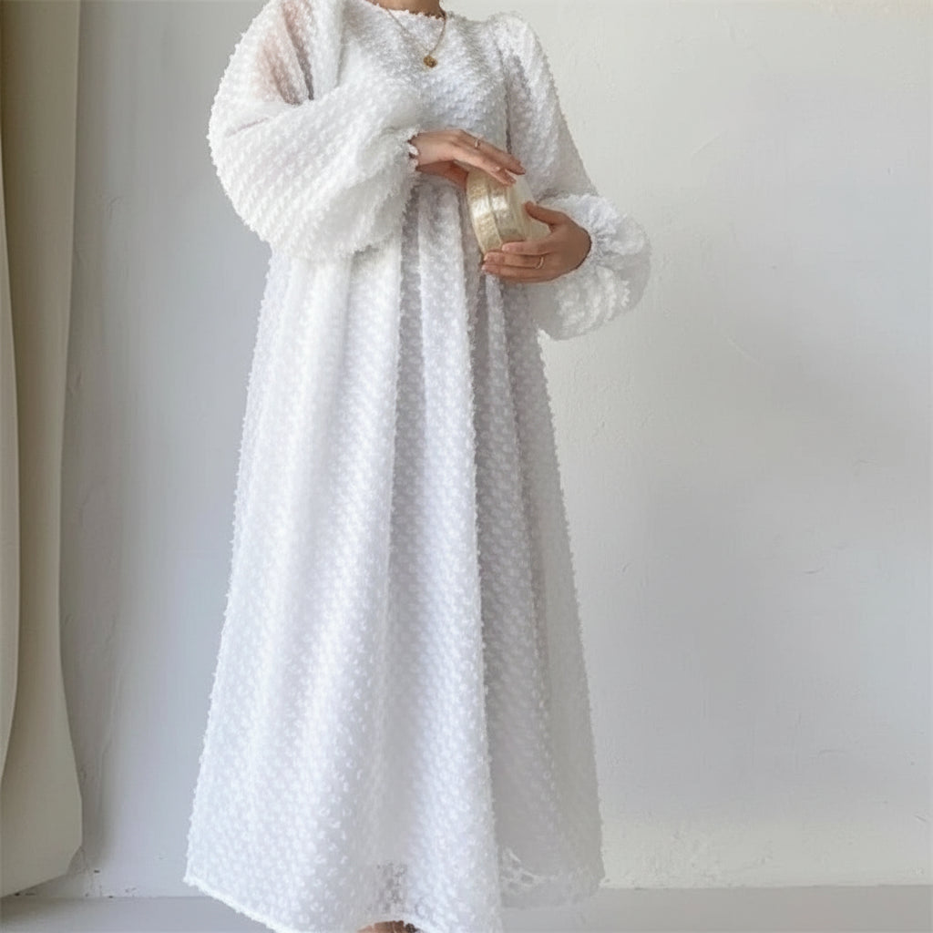 Lantern Sleeve Embellished Maxi Dress