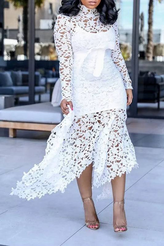 Daring French Lace Midi Length Dress