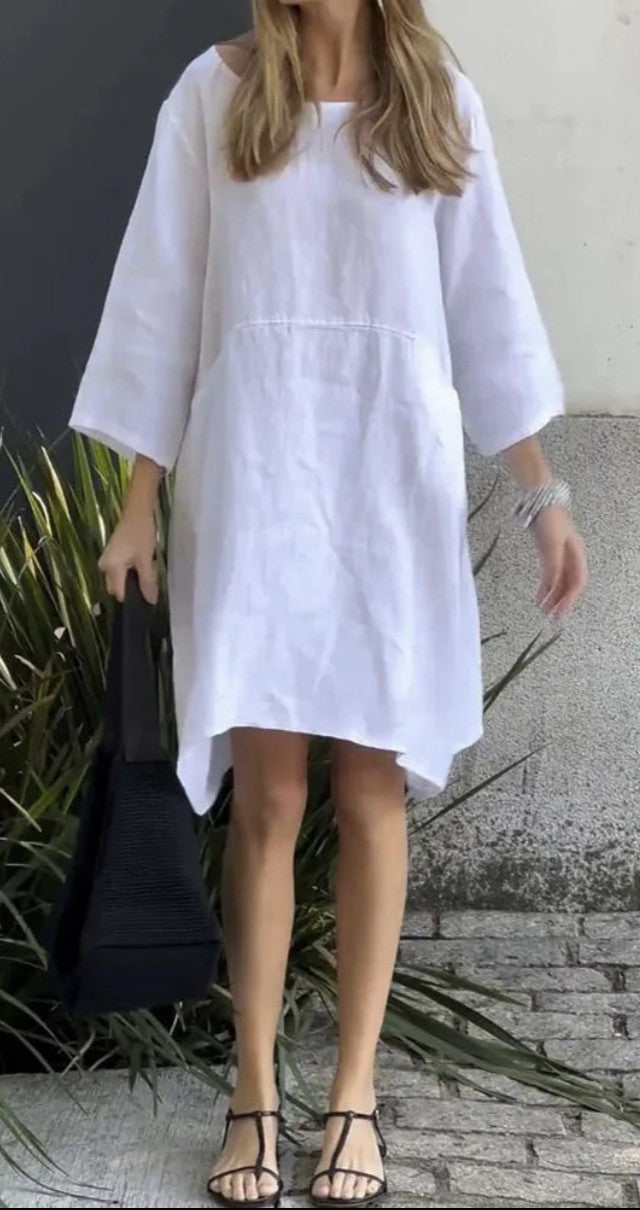 Relaxed Fit Linen Dress WITH POCKETS!