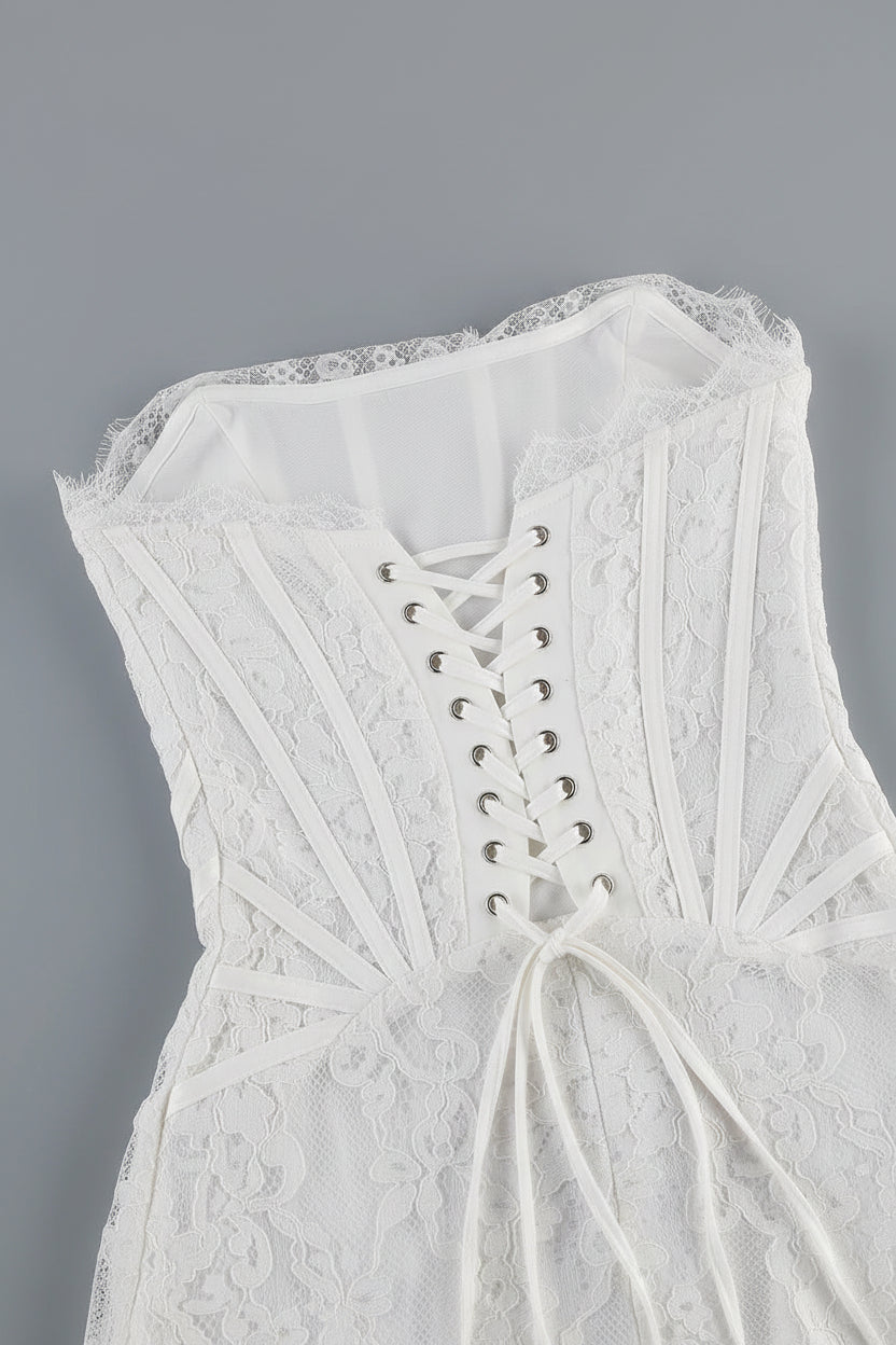 Strapless lace mini dress